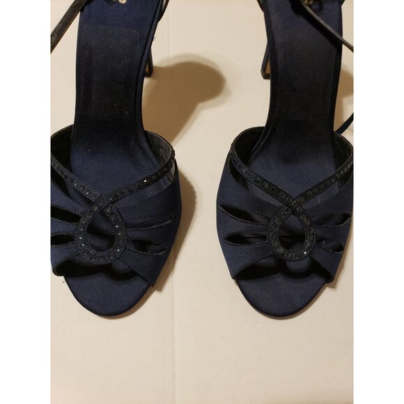 Platinum BP Beauty, navy, strappy, peep toe, sandals with 2.5 in heel, size 9.5M - Picture 2 of 7